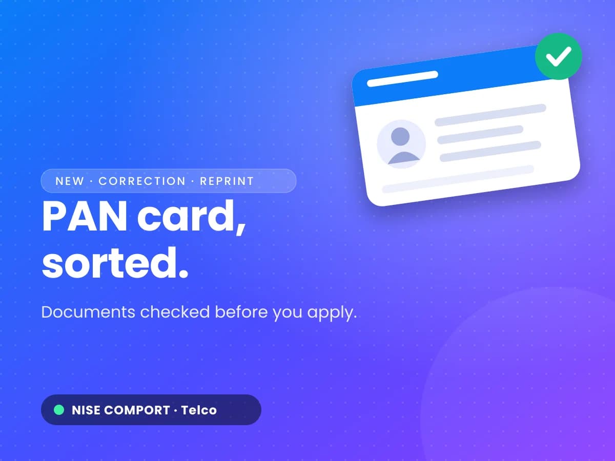 Illustration: PAN card help at NISE COMPORT, Telco