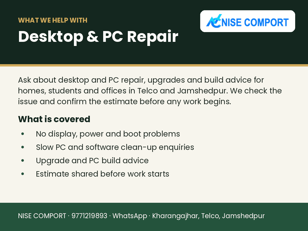 Desktop & PC Repair in Jamshedpur: explainer slide 1